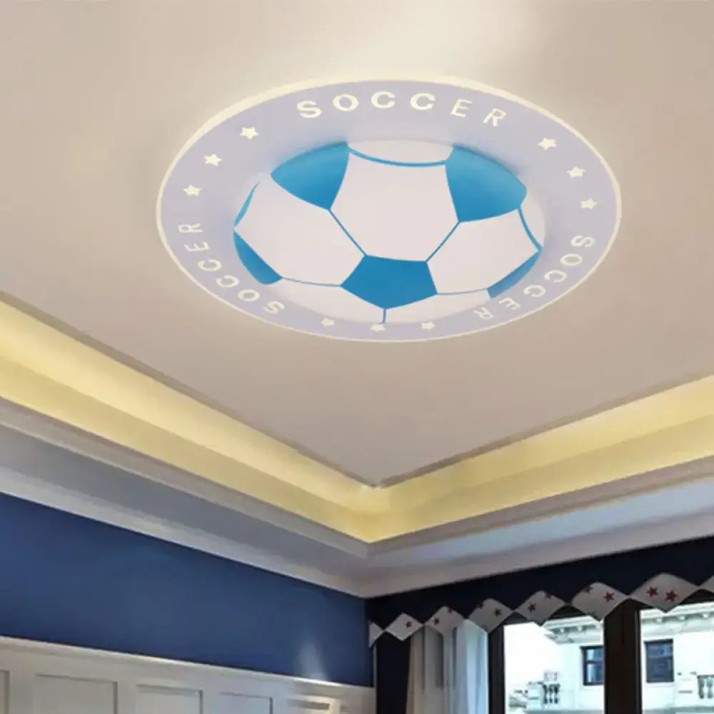Blue & white football led flush mount kids bedroom light