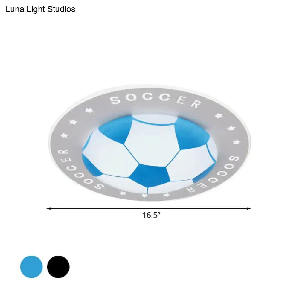 Blue & white football led flush mount kids bedroom light