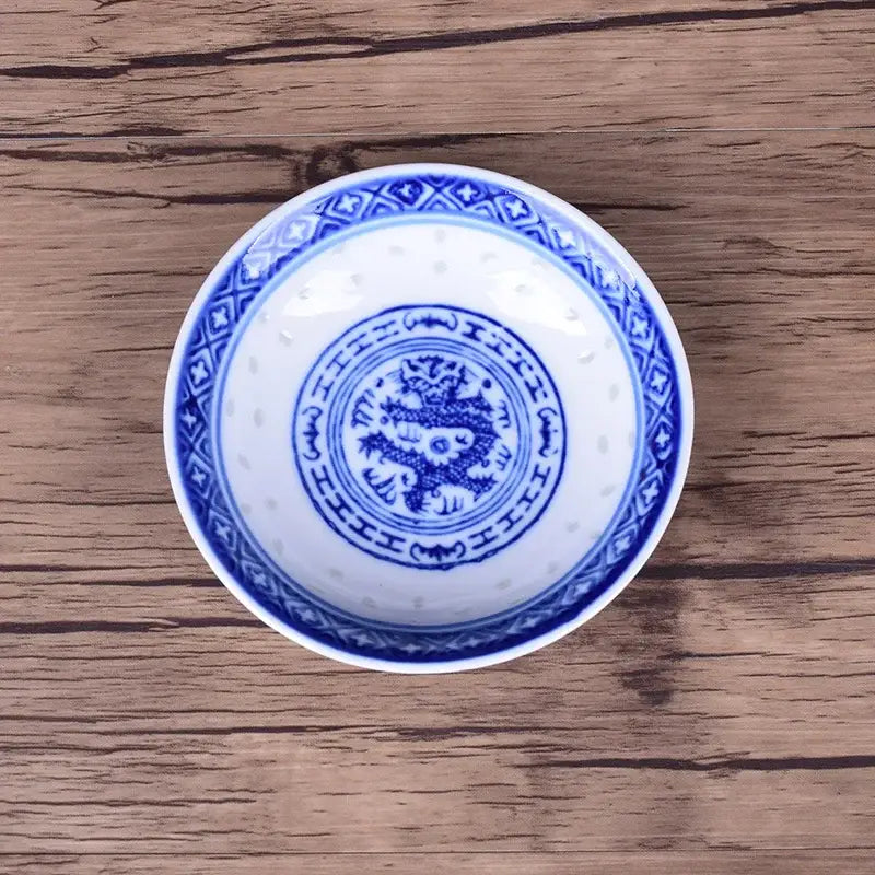 Blue & white porcelain dragon pattern dish set – dining room bowls