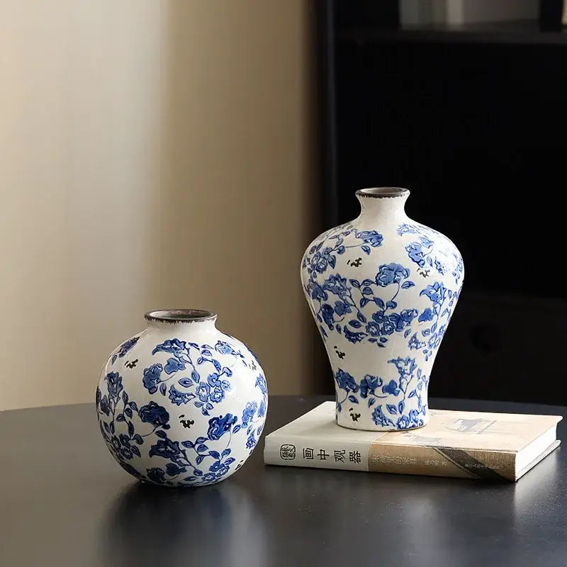 Blue & white porcelain gourd teapot vase living room decor