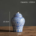 Blue & white porcelain jar with gold plating – living room decor