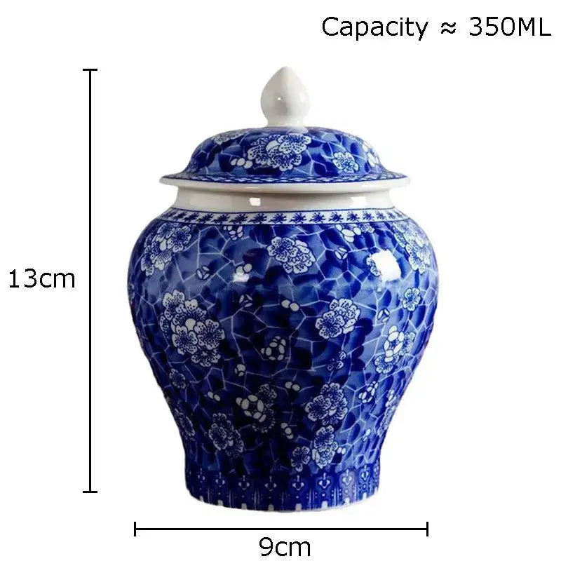 Blue & white porcelain tea canister kitchen storage jar