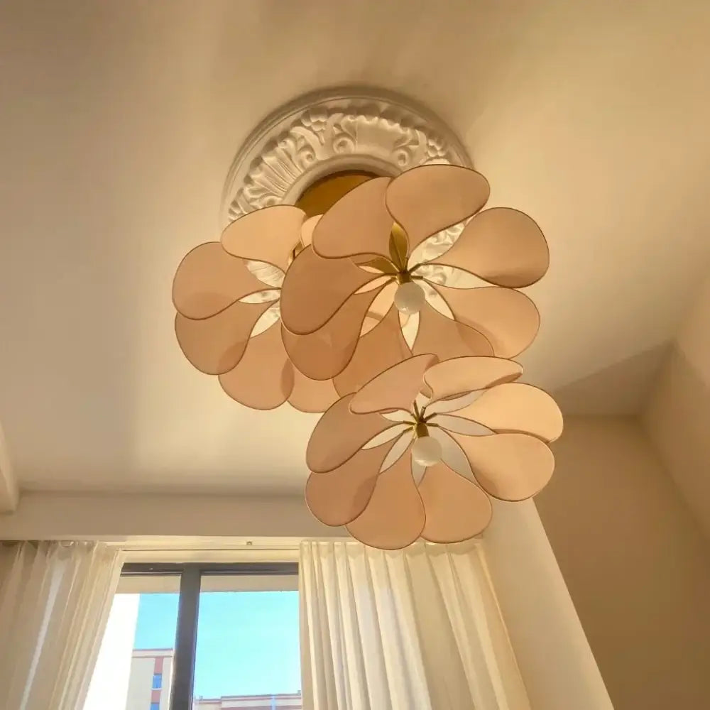 Bohemia linen e27 cream flower pendant light for bedroom