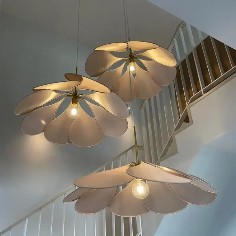 Bohemia linen e27 cream flower pendant light for bedroom
