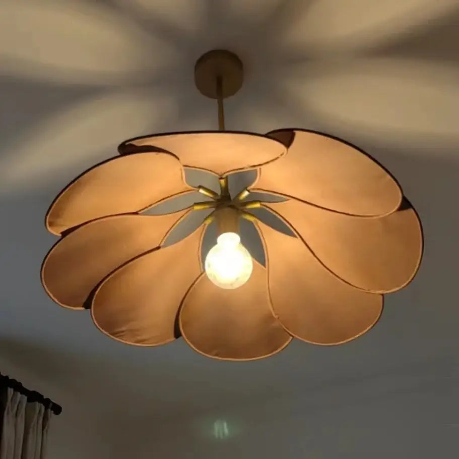 Bohemia linen e27 cream flower pendant light for bedroom