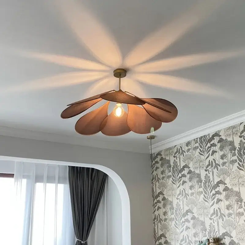 Bohemia linen e27 cream flower pendant light for bedroom