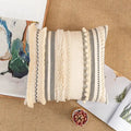 Bohemian beige striped cushion cover with tassels for living room