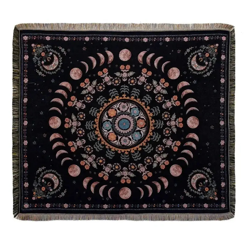 Bohemian camping blanket yellow sun pattern living room throw