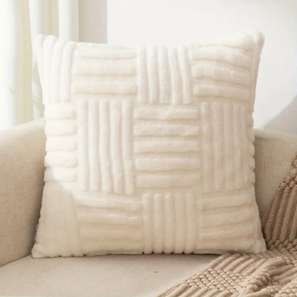 Bohemian cream velvet knitted cushion cover living room pillow case