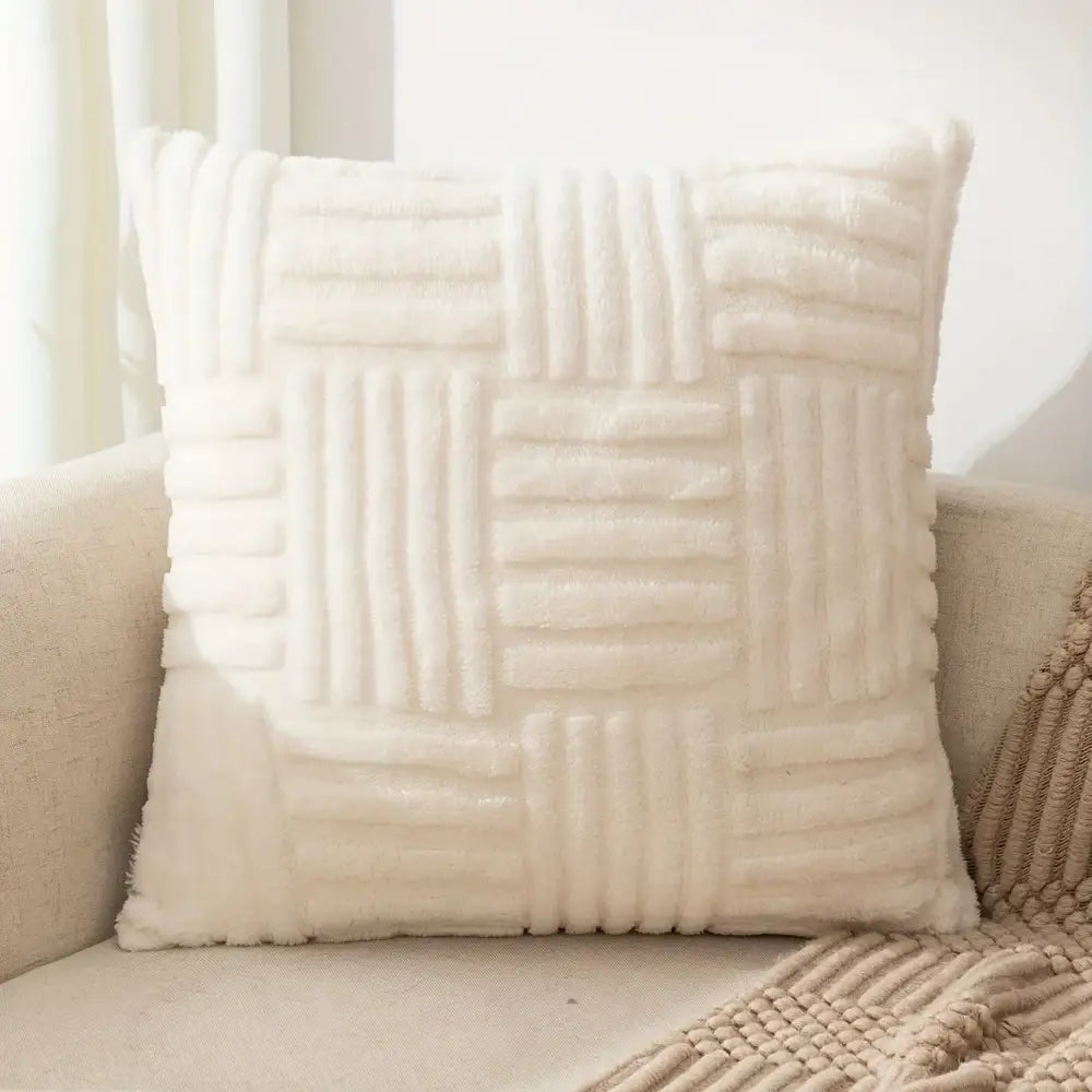 Bohemian cream velvet knitted cushion cover living room pillow case