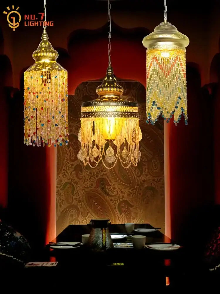Bohemian crystal pendant light gold & black dining room chandelier