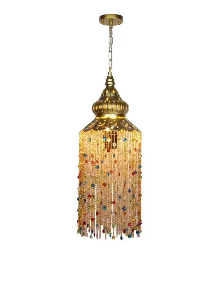 Bohemian crystal pendant light gold & black dining room chandelier