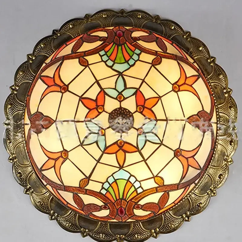 Bohemian glass ceiling light amber stained glass bedroom lamp