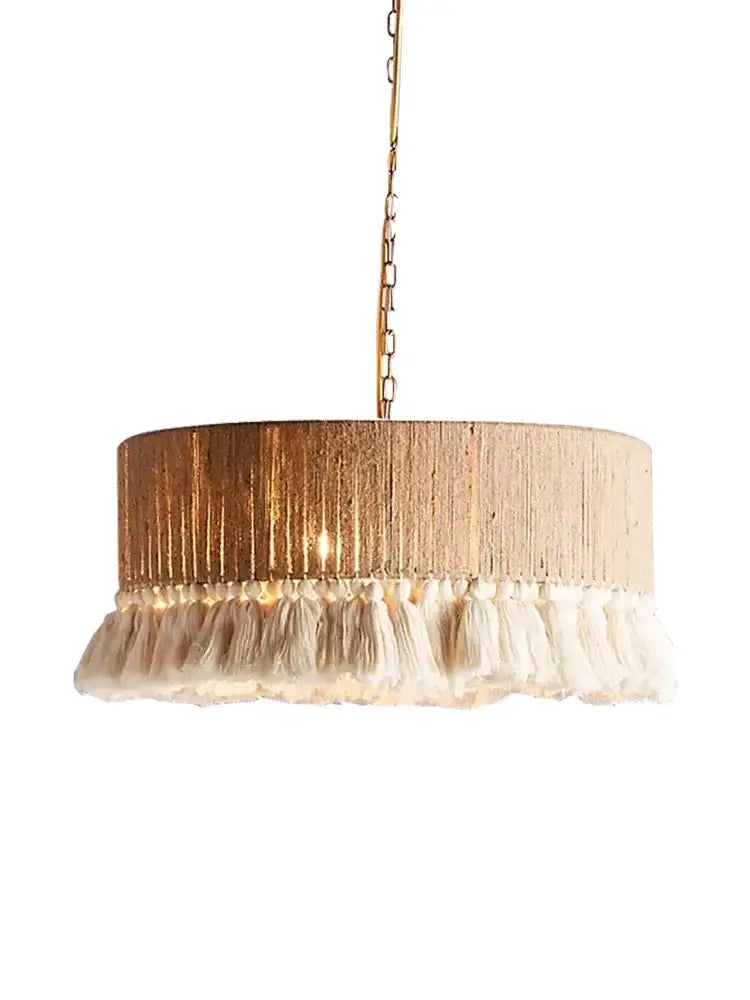 Bohemian hemp rope tassel pendant light for dining room 3 pack
