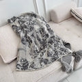Bohemian knitted blanket earthy tones bedroom throw with tassels
