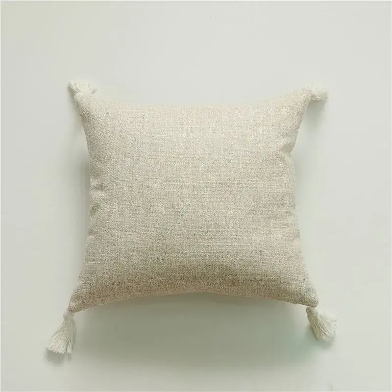 Bohemian loop white plush cushion cover living room leaf decor