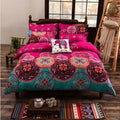 Bohemian magenta & teal ethnic print bedding set bedroom duvet cover