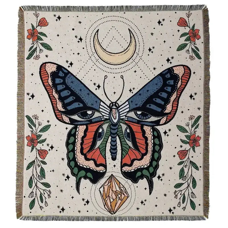 Bohemian outdoor blanket gray tiger tapestry rug living room throw