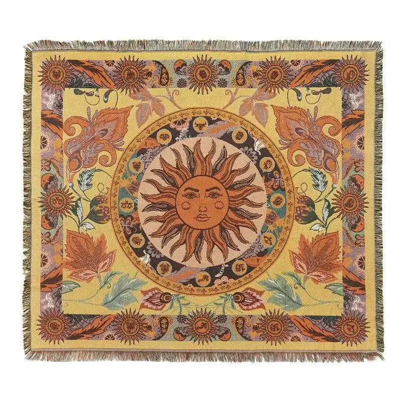 Bohemian outdoor blanket gray tiger tapestry rug living room throw