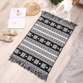 Bohemian tassel rug beige & rust geometric living room carpet