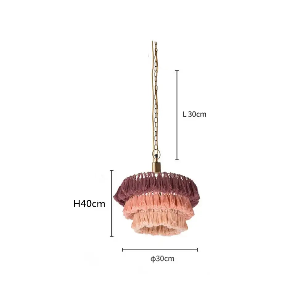 Suspension à pampilles rose fela style bohème vintage pour décoration de chambre