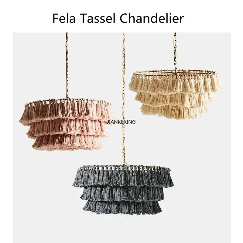 Suspension à pampilles rose fela style bohème vintage pour décoration de chambre