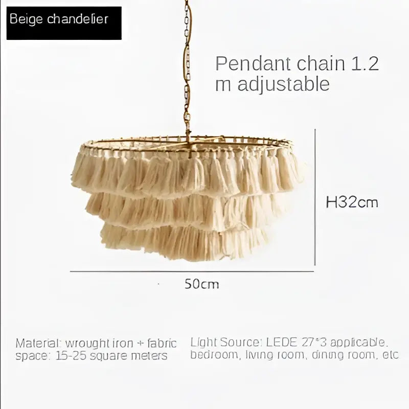 Suspension à pampilles rose fela style bohème vintage pour décoration de chambre
