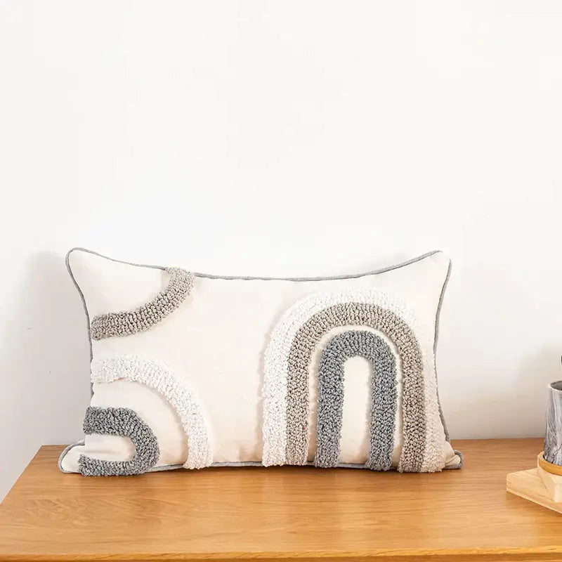 Boho abstract grey & cream cushion cover living room home decoration
