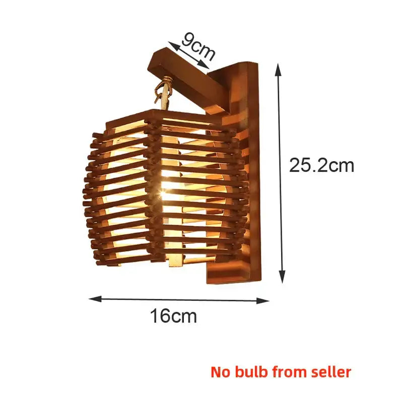 Boho bamboo wall sconce light – corridor woven wood slat design