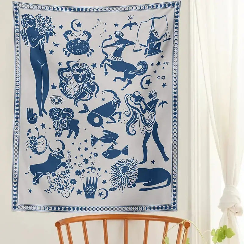 Boho beige and red constellation tarot boho tapestry bedroom decor