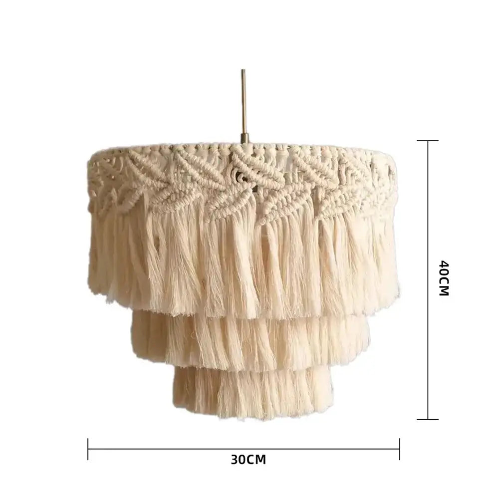 Boho beige macrame pendant light cover for bedroom chandelier