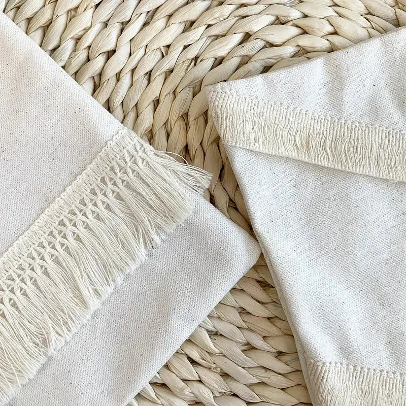 Boho beige & yellow linen cotton pillow cover living room decor