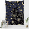 Boho black & gold cat eyes tapestry bedroom celestial wall decor