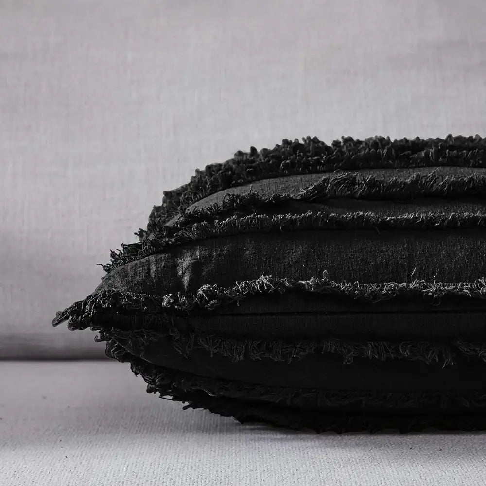 Boho black tassel striped pillow covers living room decor