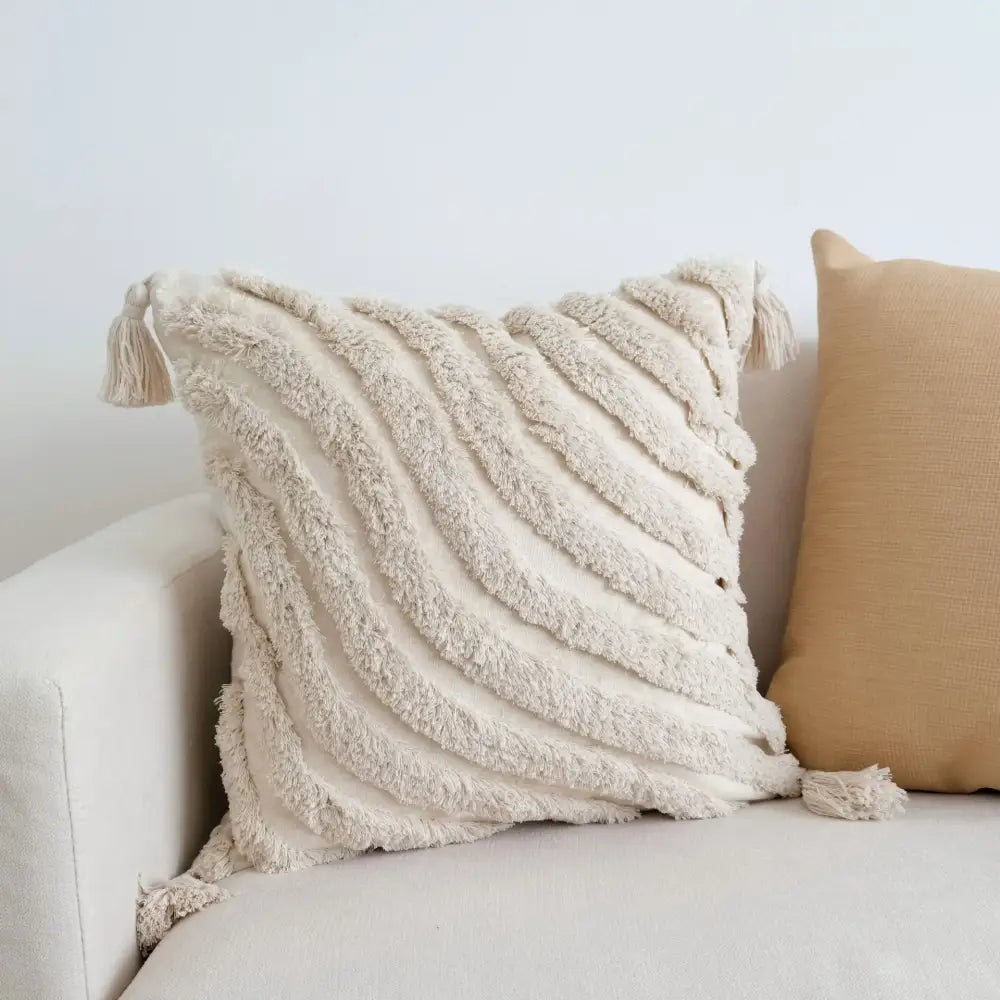 Boho black & white tufted tassel cushion cover living room pillow case