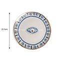 Boho blue and gold bright eyes ceramic dinner plate dining room