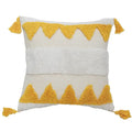 Boho chenille tufted pillow case cream & mustard living room decor
