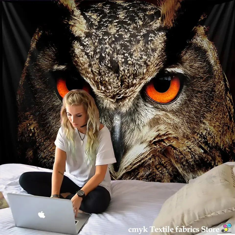 Tentures murales chouettes bohèmes colorées pour la décoration de chambre