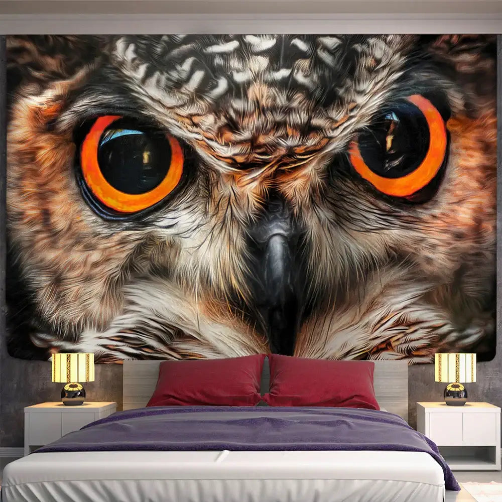 Tentures murales chouettes bohèmes colorées pour la décoration de chambre