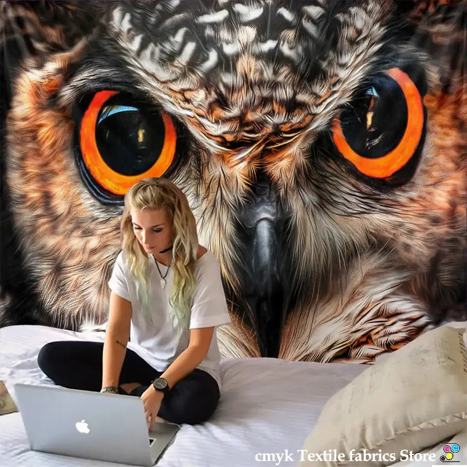 Tentures murales chouettes bohèmes colorées pour la décoration de chambre