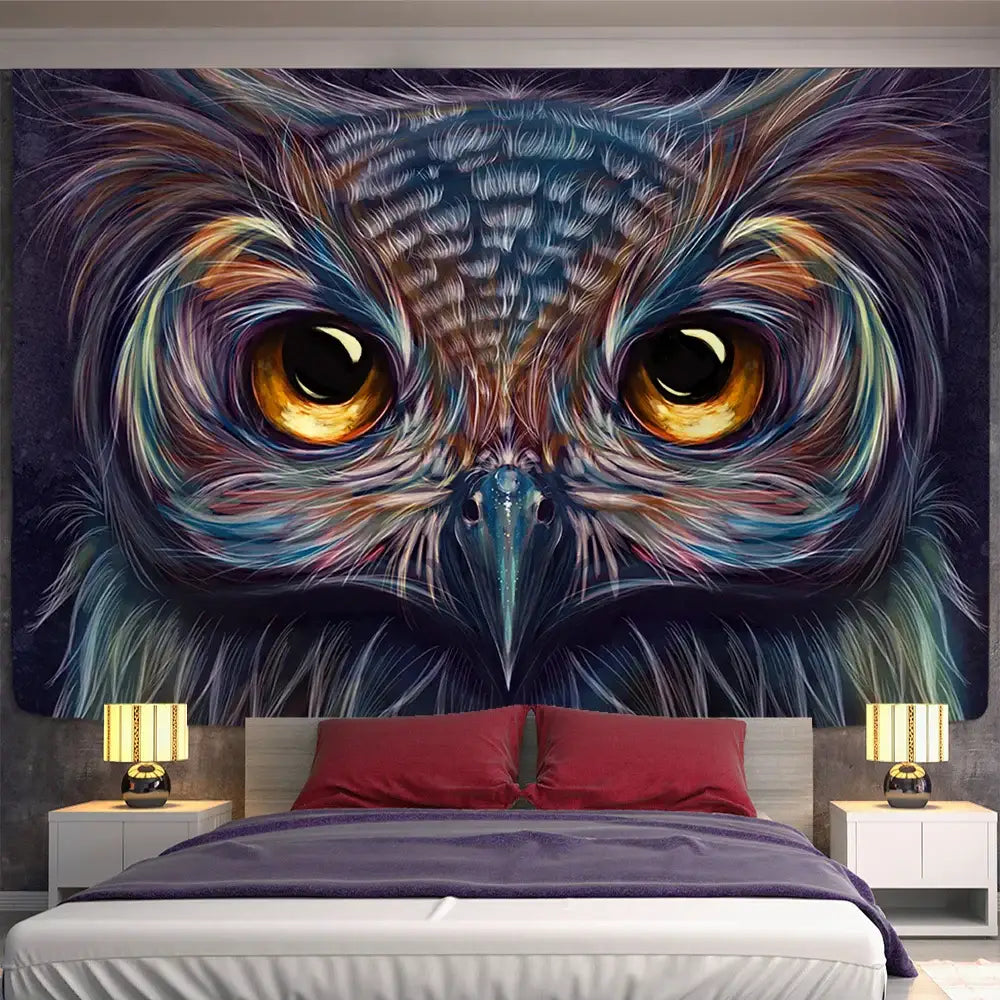 Tentures murales chouettes bohèmes colorées pour la décoration de chambre