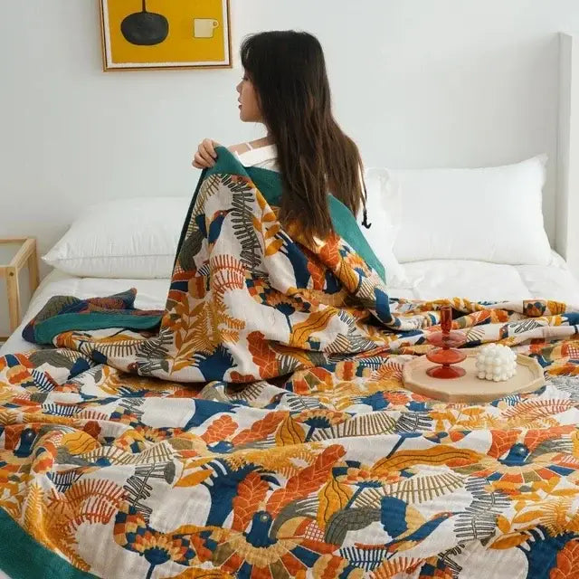 Boho cotton blanket patchwork geometric throw bedroom decor