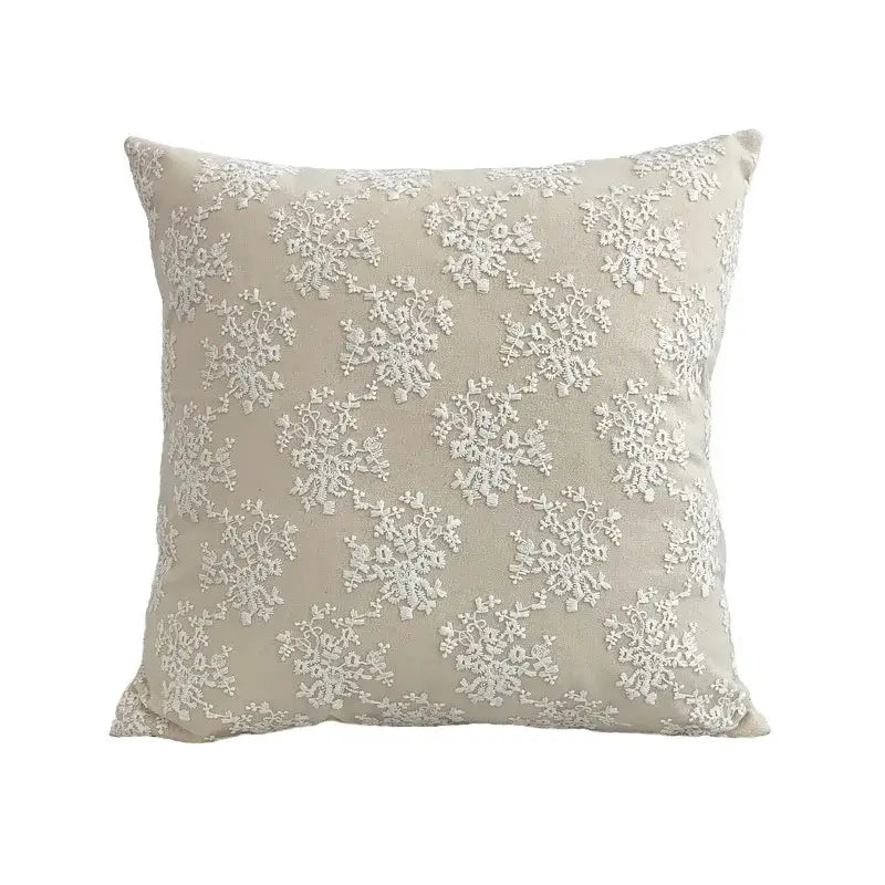 Boho cream lace floral cushion cover living room pom pom pillow