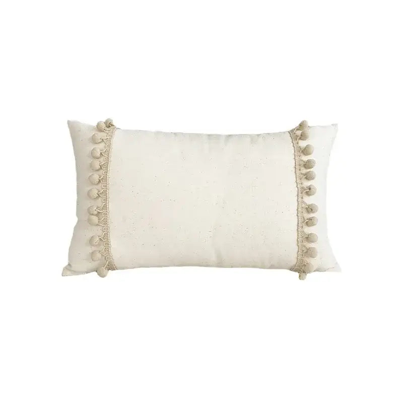 Boho cream lace floral cushion cover living room pom pom pillow