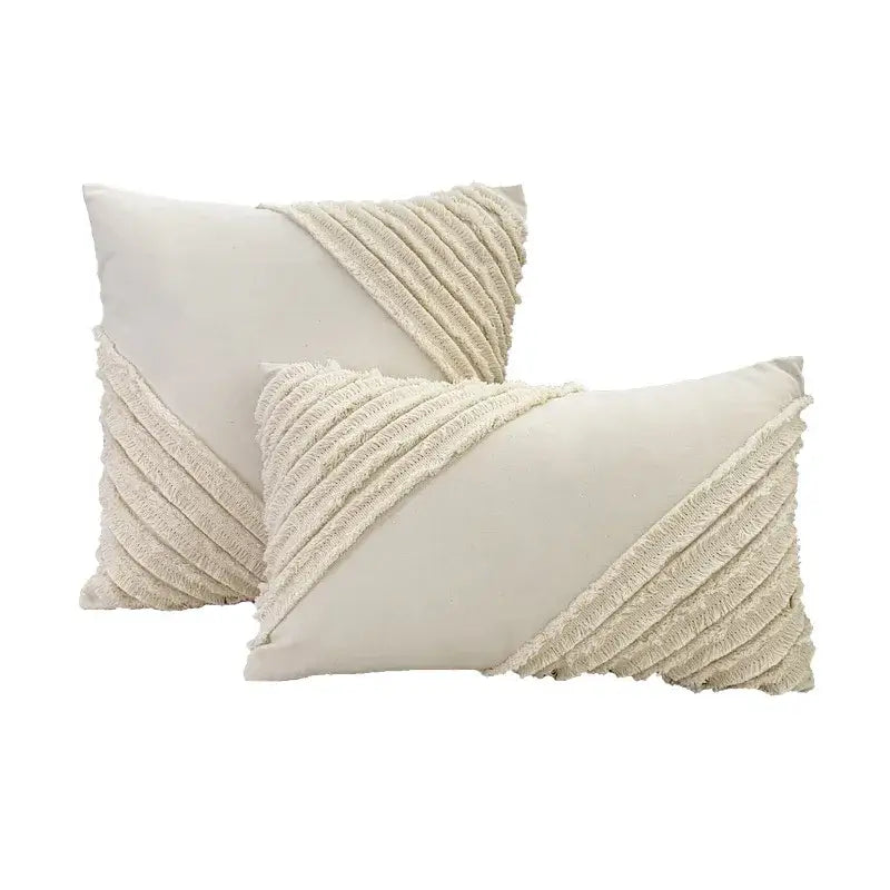 Boho cream lace floral cushion cover living room pom pom pillow