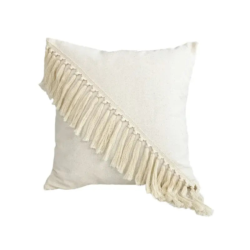 Boho cream lace floral cushion cover living room pom pom pillow