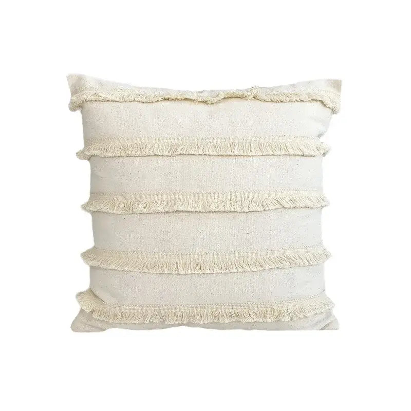 Boho cream lace floral cushion cover living room pom pom pillow