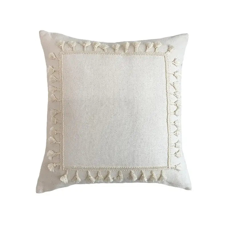 Boho cream lace floral cushion cover living room pom pom pillow