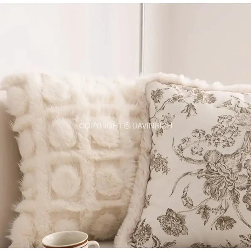 Boho cream leaf geometry tufted cushion cover living room decor