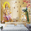 Boho elephant mandala tapestry purple & gold lakshmi bedroom decor